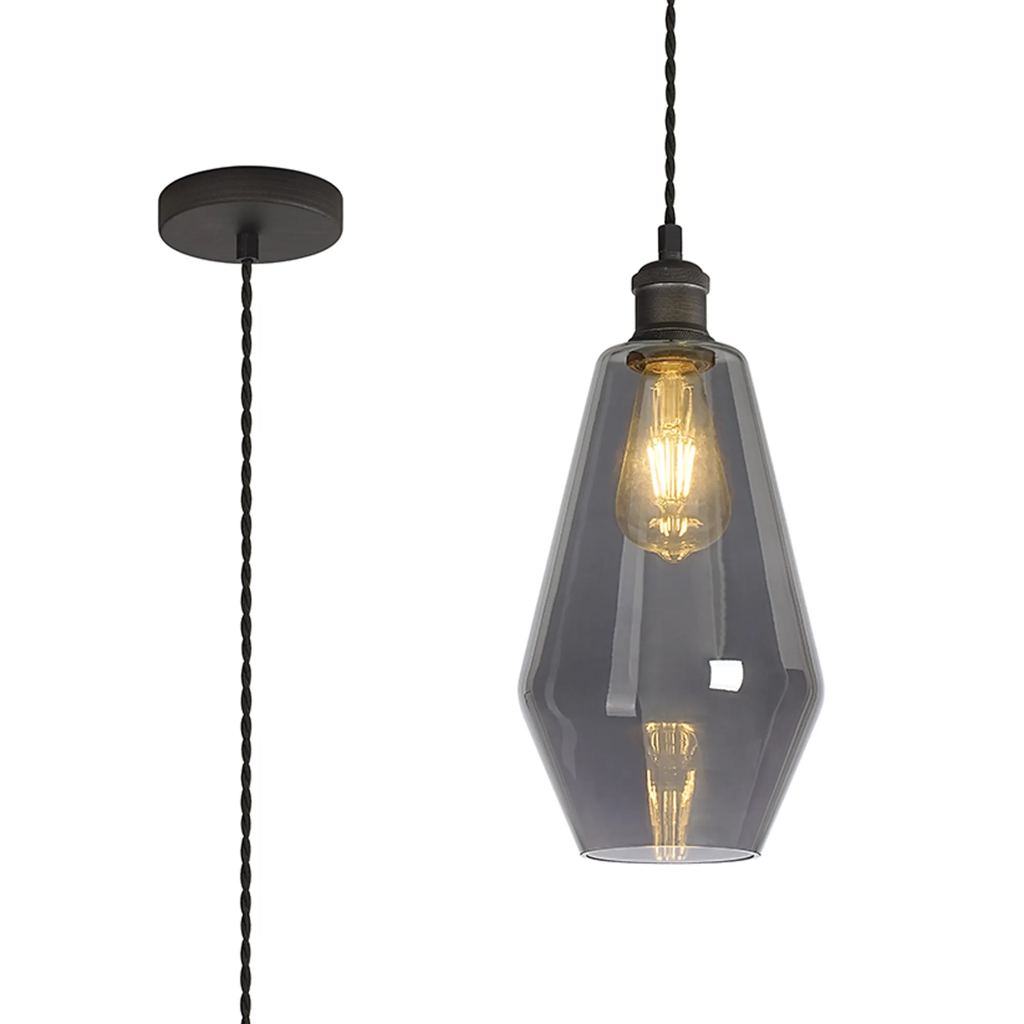 Cawdor Pewter Ceiling Lights Deco Single Pendant